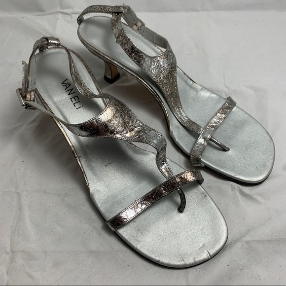 NOS Vaneli 11 distressed silver leather sandals - Picture 1 of 8